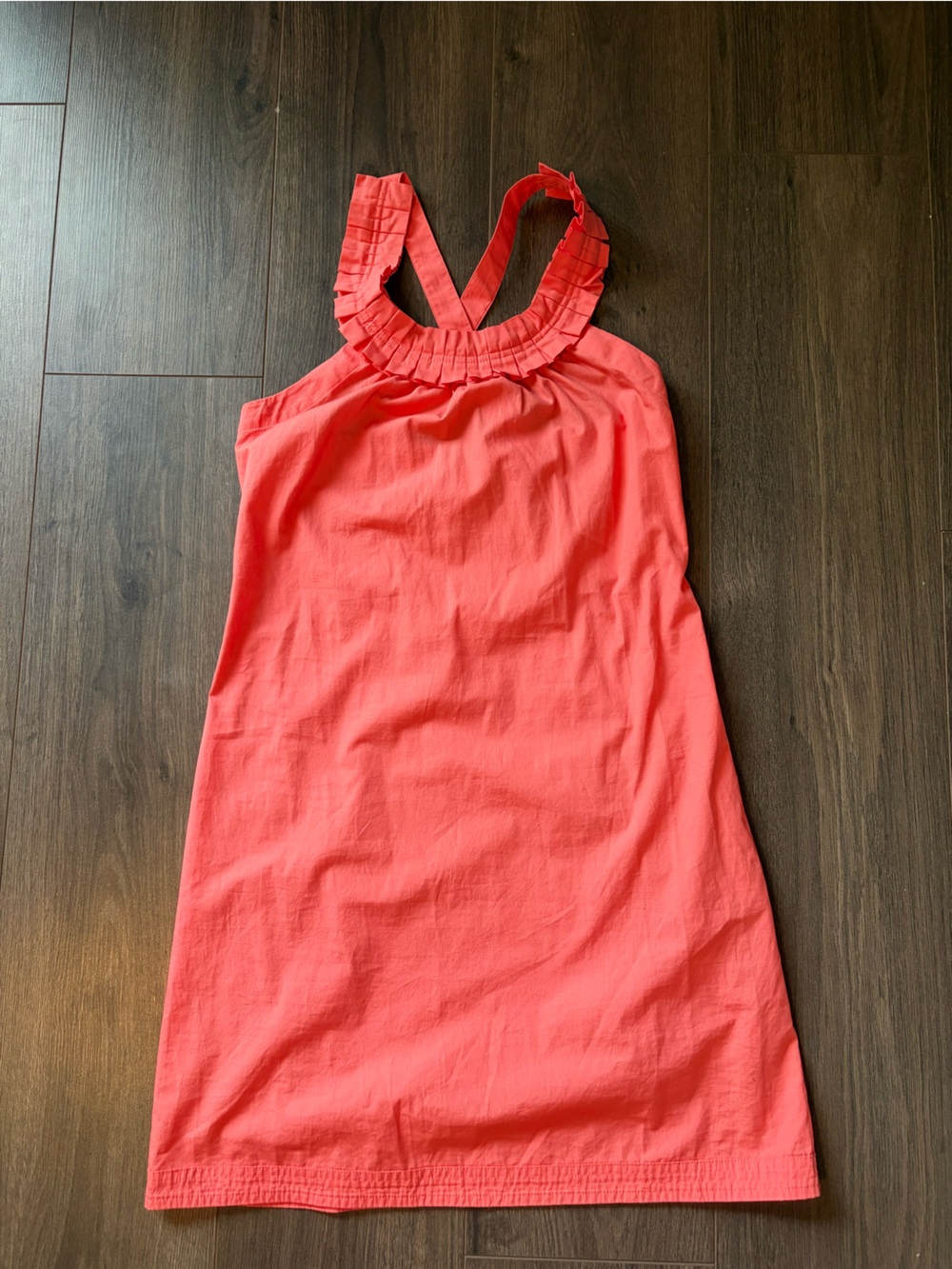 J. Crew Coral Halter Ruffle-Trim Coral Dress